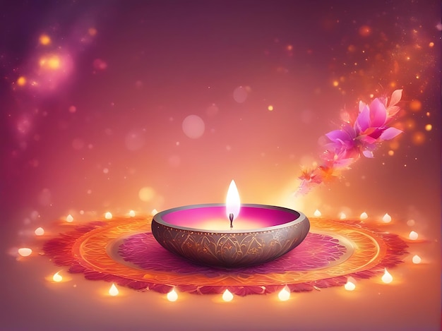 Navratri en Diwali verlichten met levendige bloemdialen en lichten voor een feestelijke viering