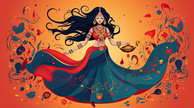 Photo navratri indian garba festival design vector illustration