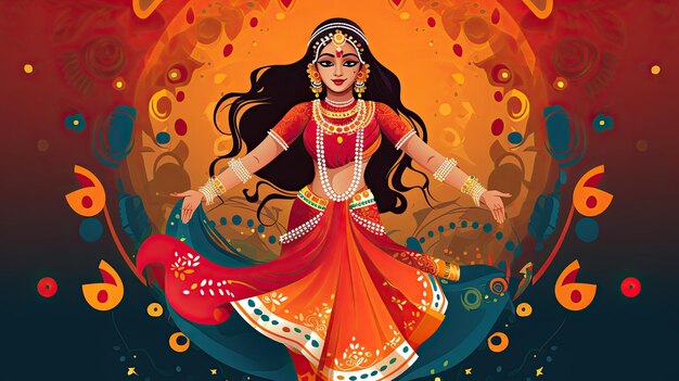 Photo navratri indian garba festival design vector illustration