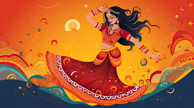 Navratri Indiase garba festival ontwerp vector illustratie