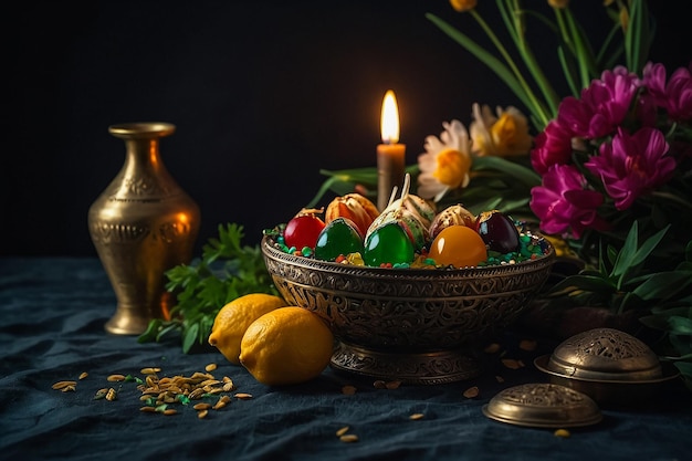 Photo navruz celebration traditional wheat festive table