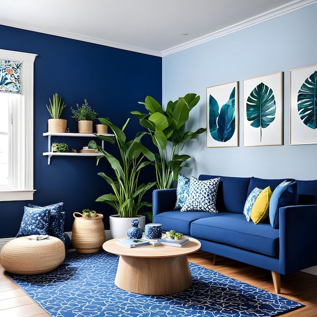 Navy blauwe kleur kinderen woonkamer interieurontwerp