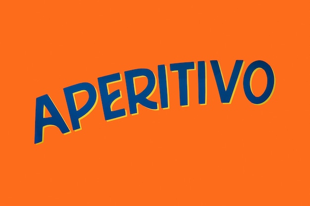 Photo navy blue aperitivo sign on orange background