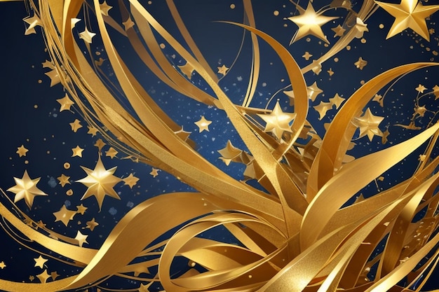 Navy Blue Gold Festive Particle Background met Gouden Licht Shine Bokeh en Luxurious Foil Texture