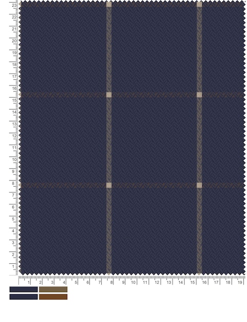 Navy blue plaid checkered scarf with a gold stripe.