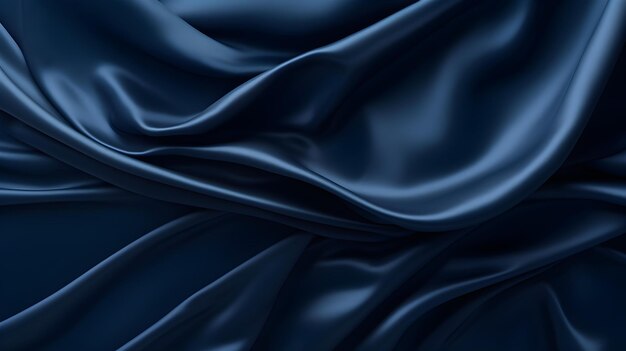 Navy Blue Silk Fabric Texture with Beautiful Waves Elegant Background for a Luxury Product