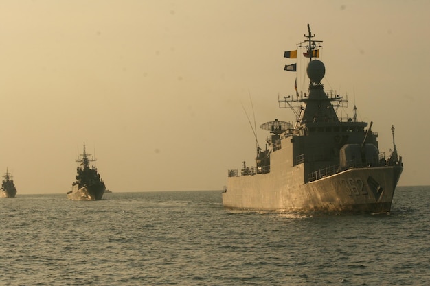 navy boats in calm sea