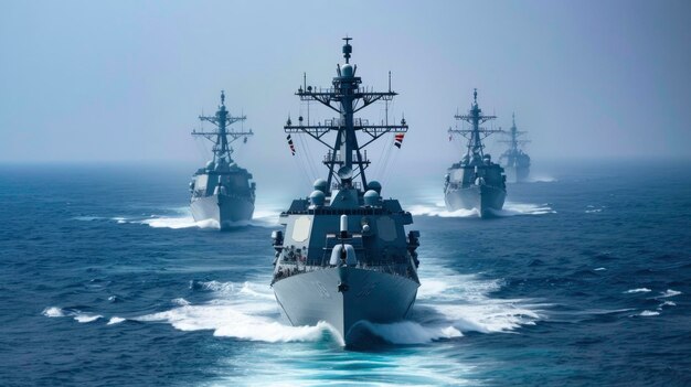 写真 海軍の戦艦は戦いの準備をしている