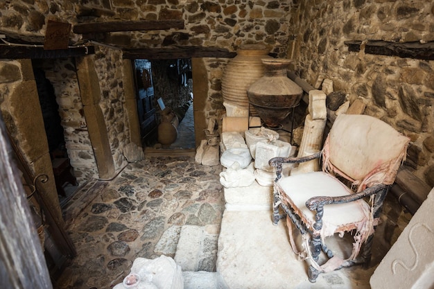 NAXOS ISLAND, GREECE - OCTOBER 24, 2016: Venetian Museum, Tower Della Rocca Barozzi, located at the entrance of the Castle of Chora, Naxos.