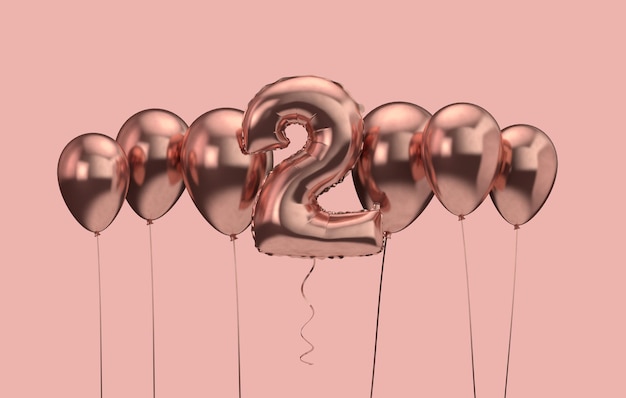 Nd birthday pink balloon background happy birthday d rendering