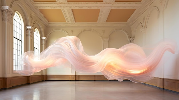 彫刻インスタレーションのスタイルで光の波を描くニール・レイノルズ