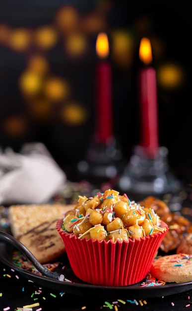 Neapolitan pastry called struffoli - Little shortcrust pastry balls fried dipped in honey