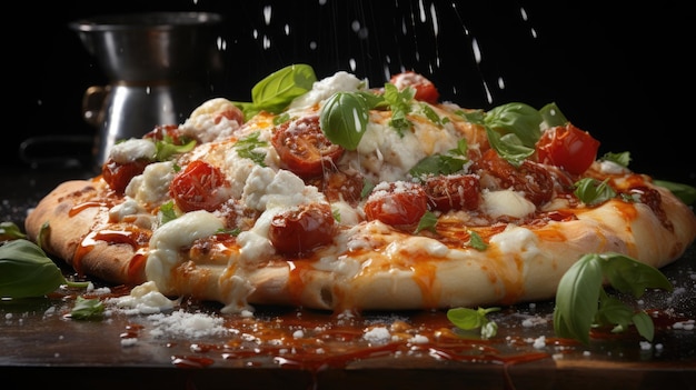 나폴리 피자 음식 전문 사진 및 조명 Generative Ai
