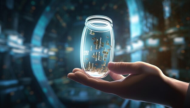 In the near future people are fed with futuristic pills to survive hyperrealistic render
