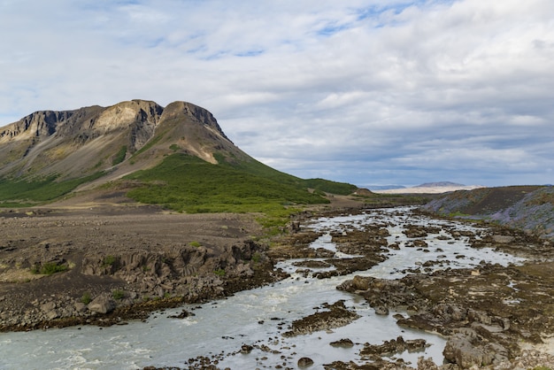 Near Þjófafoss Waterfall during the Summer in Iceland