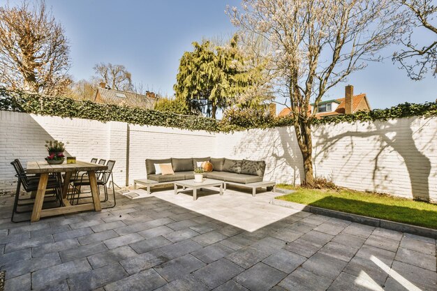 Neat patio with sitting area