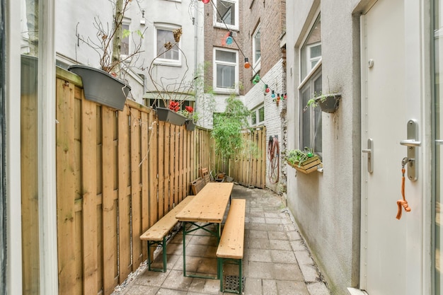 Neat patio with sitting area