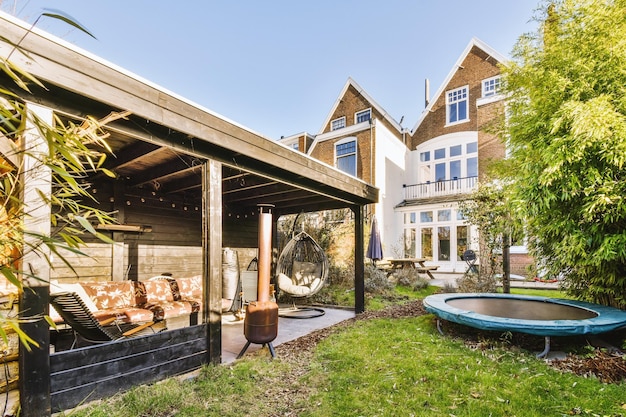 Neat patio with sitting area