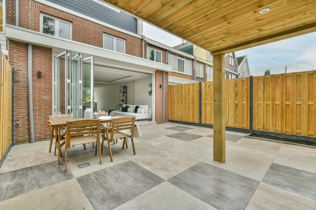 Neat patio with sitting area