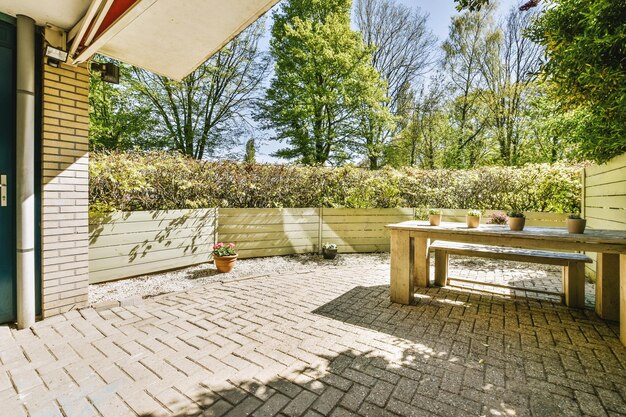 Neat patio with sitting area