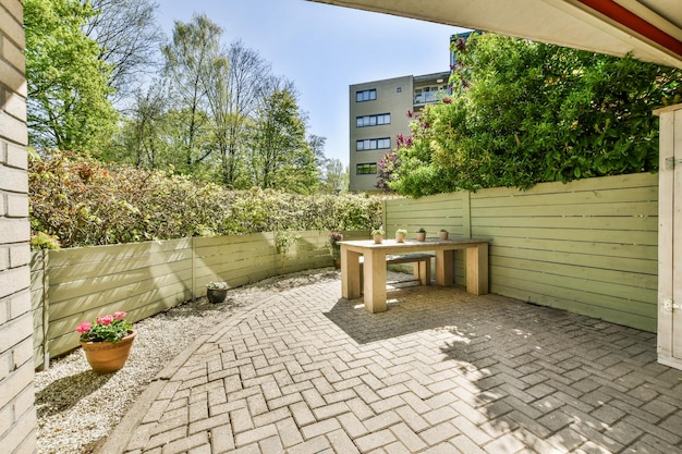 Neat patio with sitting area