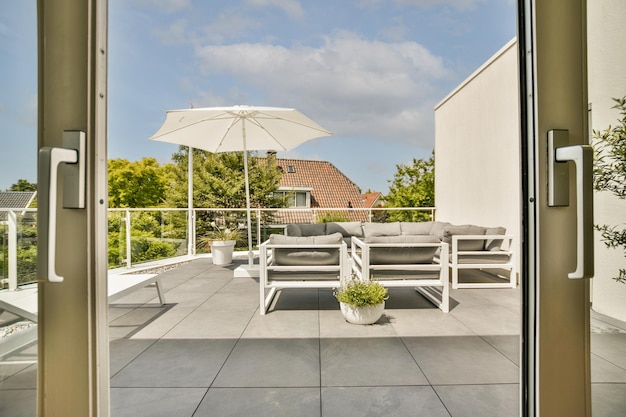 Neat patio with sitting area