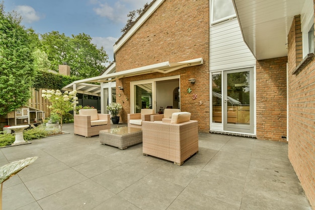 Neat patio with sitting area