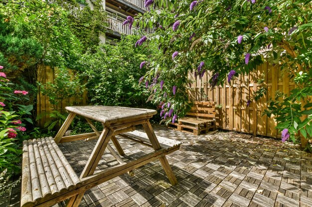 Neat patio with sitting area