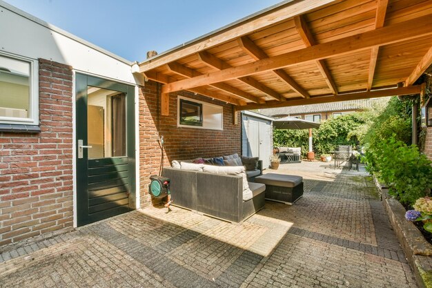 Neat patio with sitting area