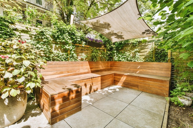 Neat patio with sitting area