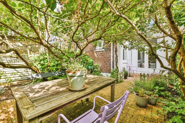 Neat patio with sitting area