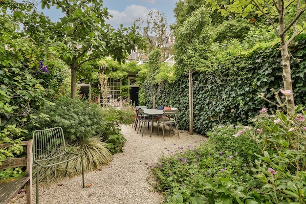 Neat patio with sitting area