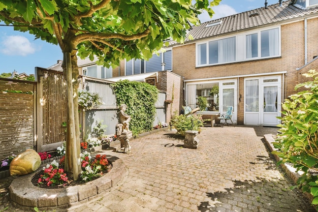 Neat patio with sitting area