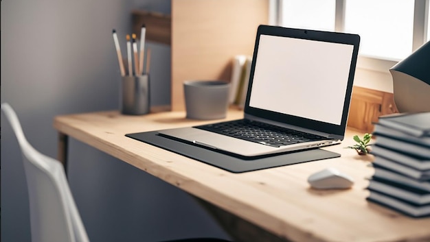 Аккуратное и опрятное рабочее пространство с ноутбуком
