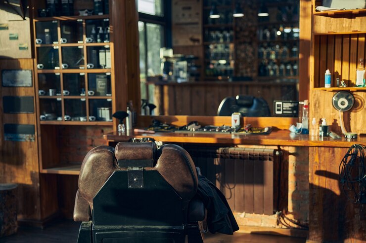 Photo a neat workplace of a professional barber at a stylish modern salon