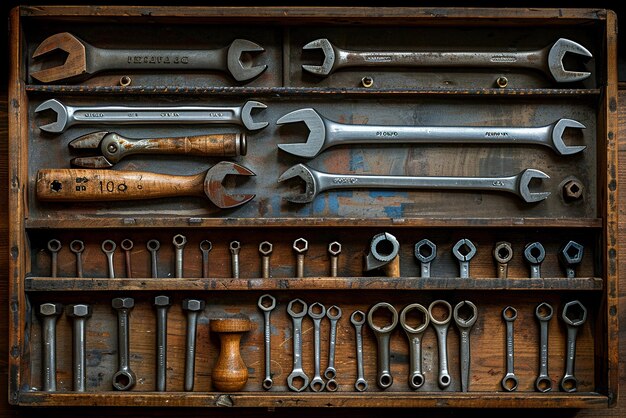 Photo neatly arranged toolbox