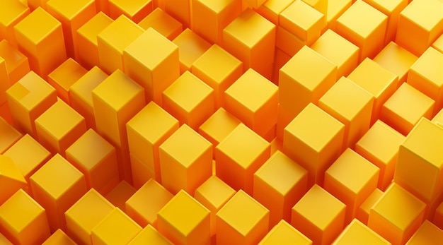 Photo neatly stacked yellow cubes with shadows