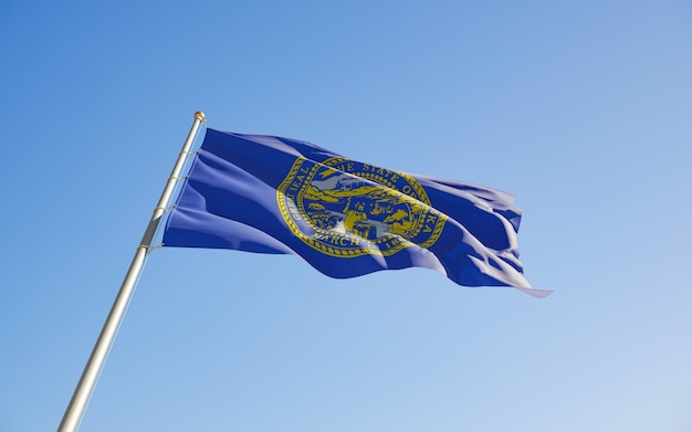 Nebraska US State Flag low angle