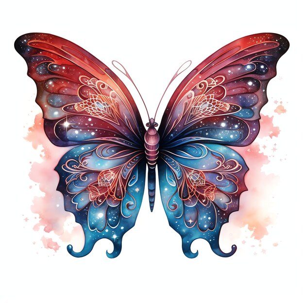 Nebula Butterfly Proboscis Fantasy Sky Night gazing watercolor