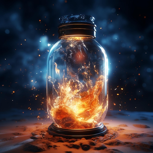 Nebula exploded inside a glass bottle unreal engine Ai generated art