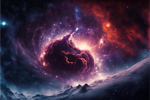 Nebula and galaxies in outer space endless universe background generative AI