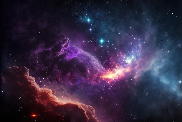 Nebula and galaxies in outer space endless universe background generative AI