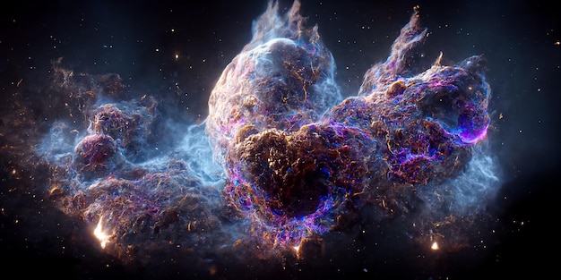 Nebula and galaxies in space 3D