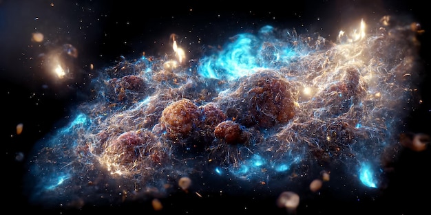 Nebulosa e galassie nello spazio 3d