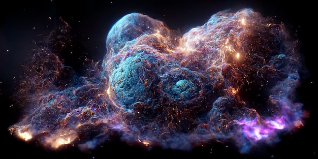 Nebula and galaxies in space 3D