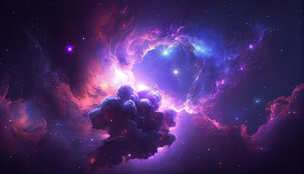 Nebula Galaxy Background With Purple Blue Outer Ai gegenereerde afbeelding