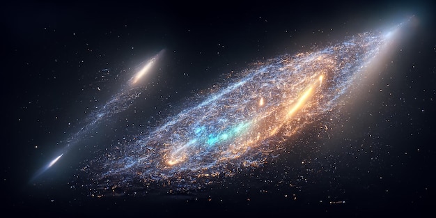 Nebula Milkyway and galaxies in space 3D