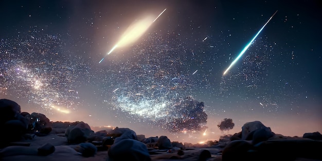 Nebula Milkyway and galaxies in space 3D