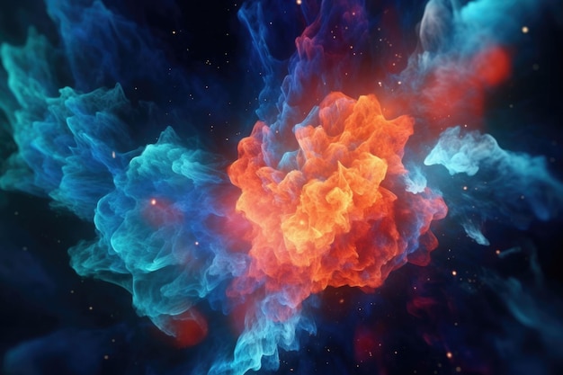 Туманность ночное звездное небо в цветах радуги Многоцветное космическое пространство Генеративный ИИ