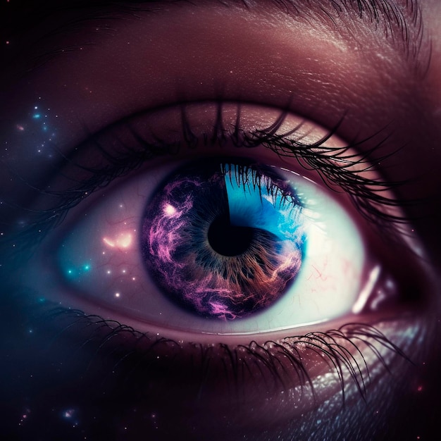 Premium AI Image | Nebula in the reflection of the eye